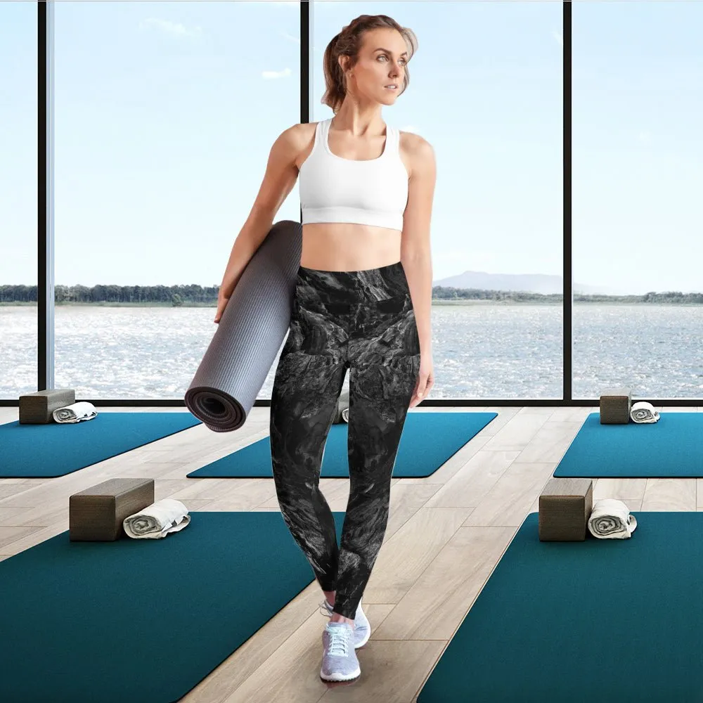 Black stone yoga pants - rough stone yoga leggings