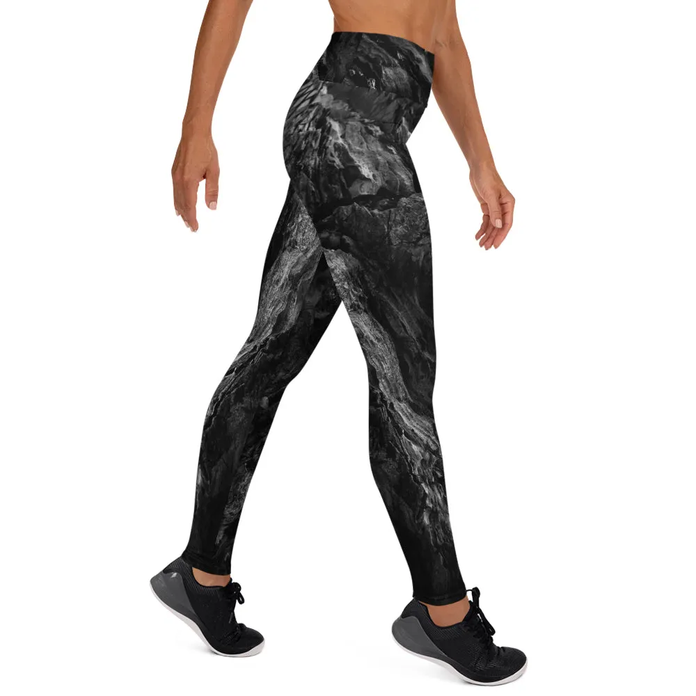 Black stone yoga pants - rough stone yoga leggings
