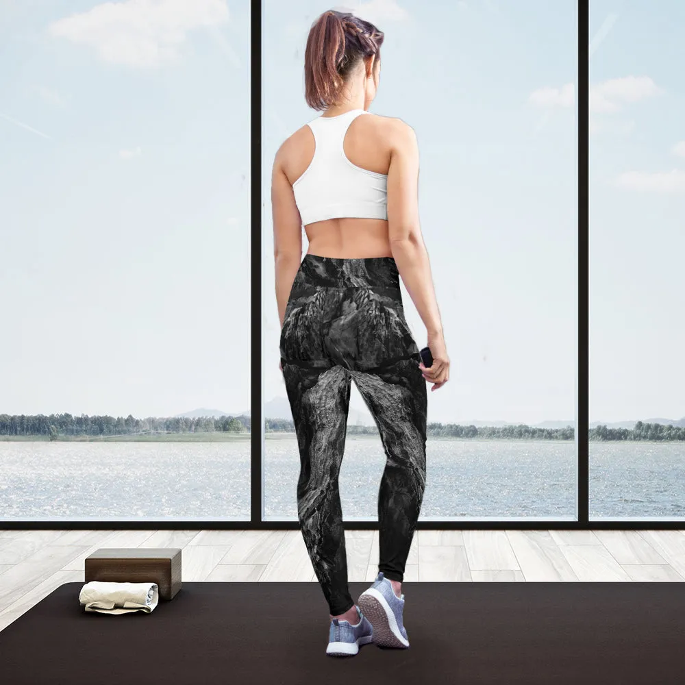 Black stone yoga pants - rough stone yoga leggings