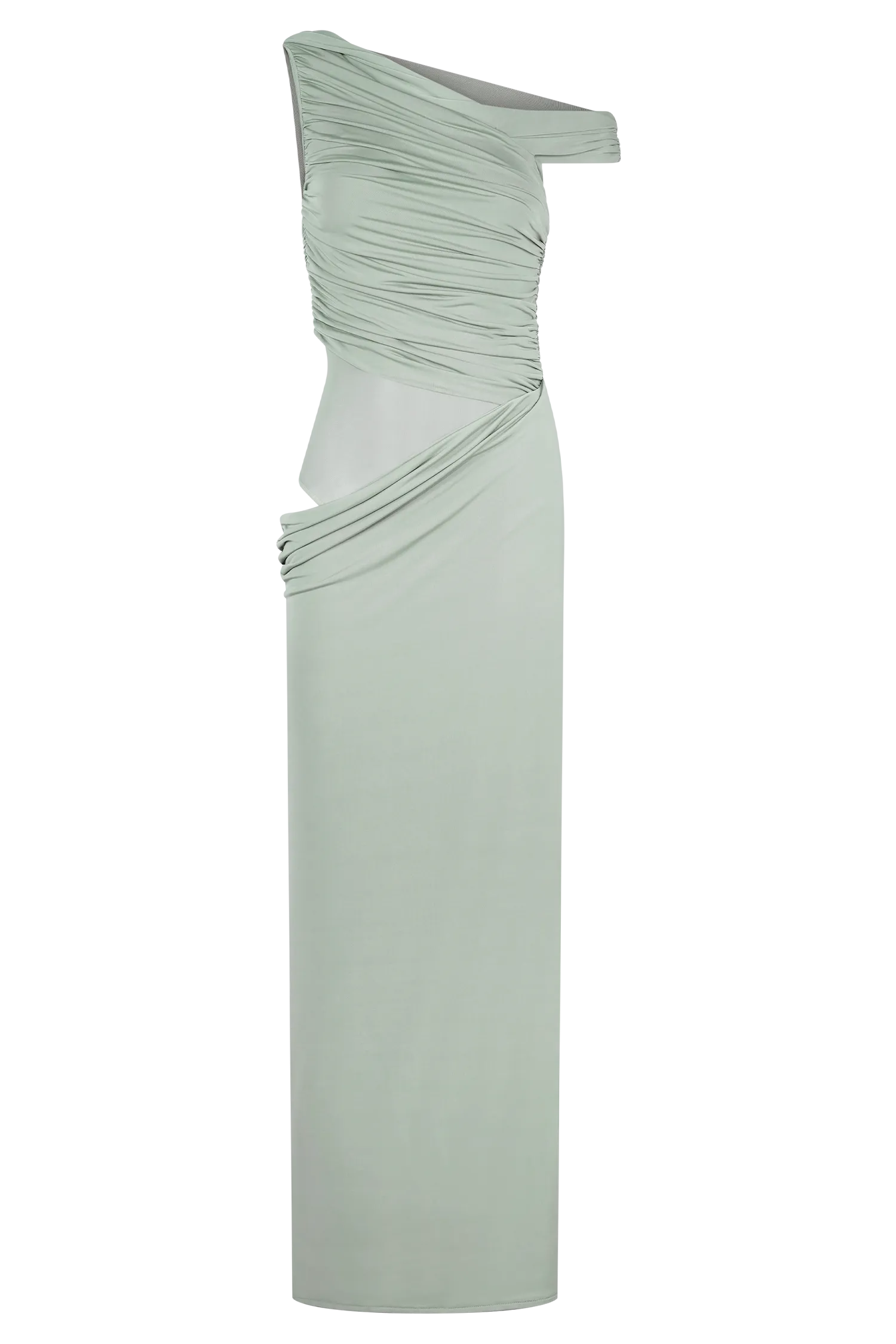 Callen One Shoulder Slinky Maxi Dress - Sage