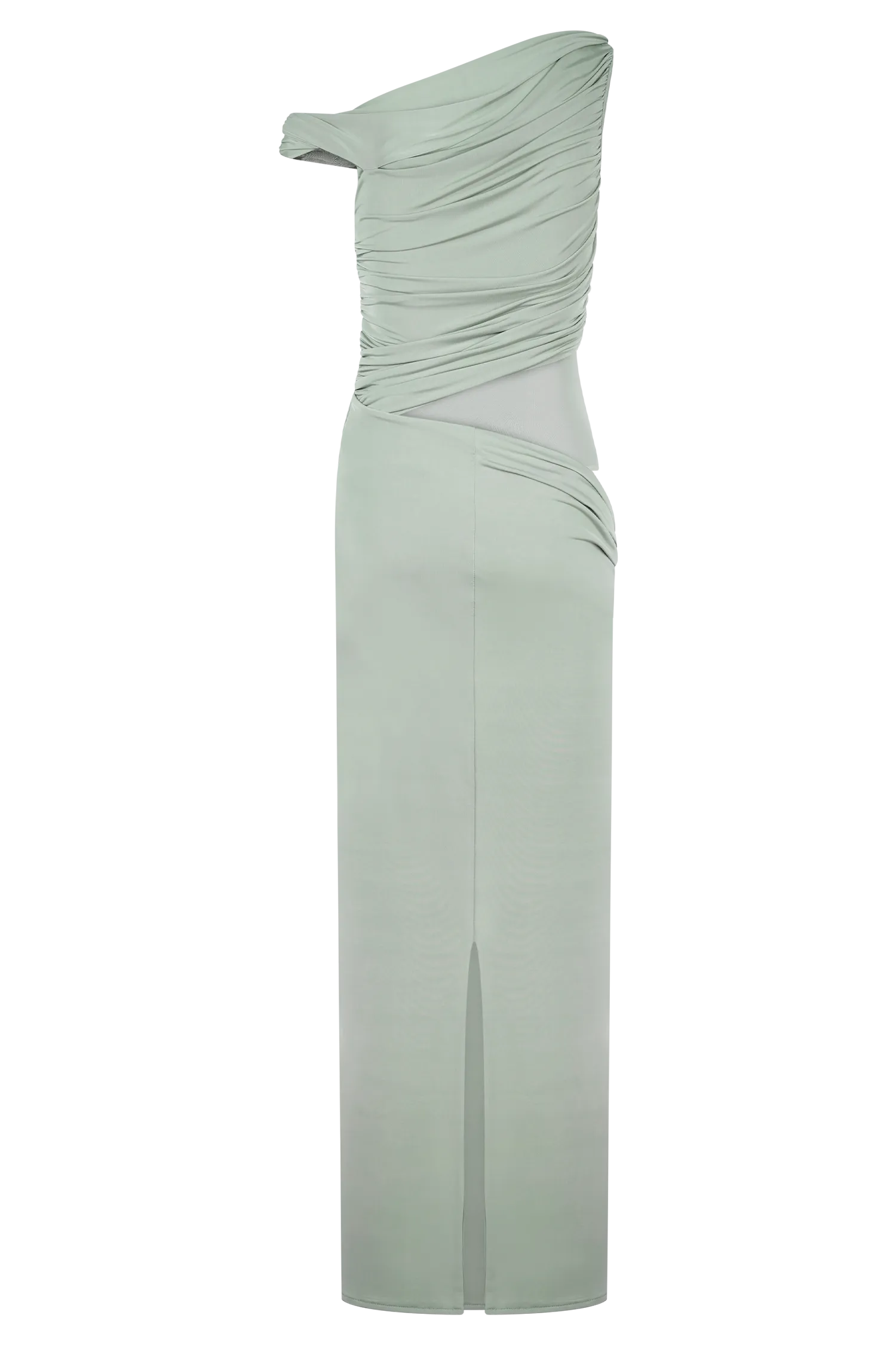 Callen One Shoulder Slinky Maxi Dress - Sage