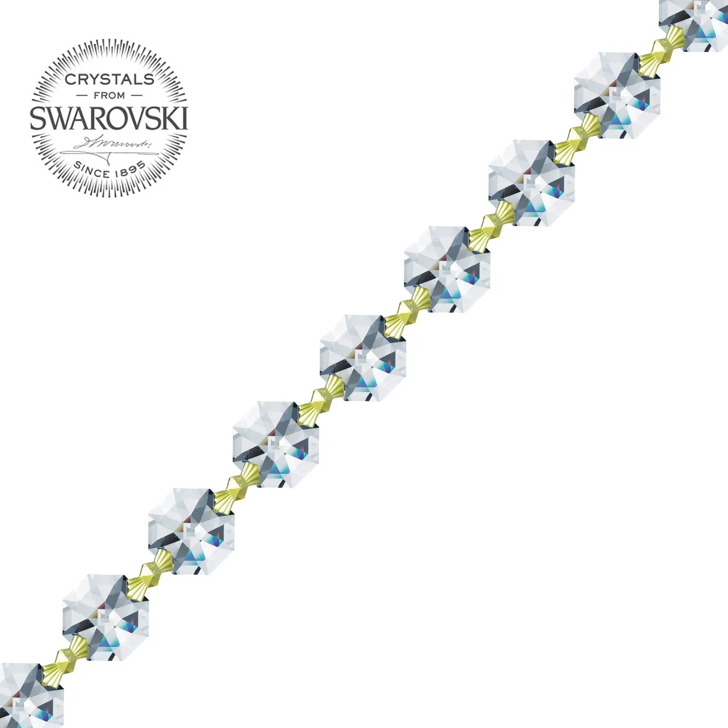 Crystal Garland Swarovski Strass Clear Octagon Lily Prisms Crystal Strand