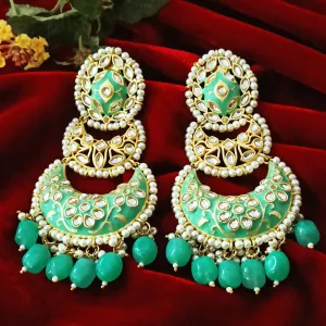 Gold Beautifully Enamelled Traditional Earrings (E242)