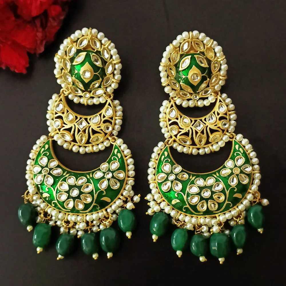 Gold Beautifully Enamelled Traditional Earrings (E242)