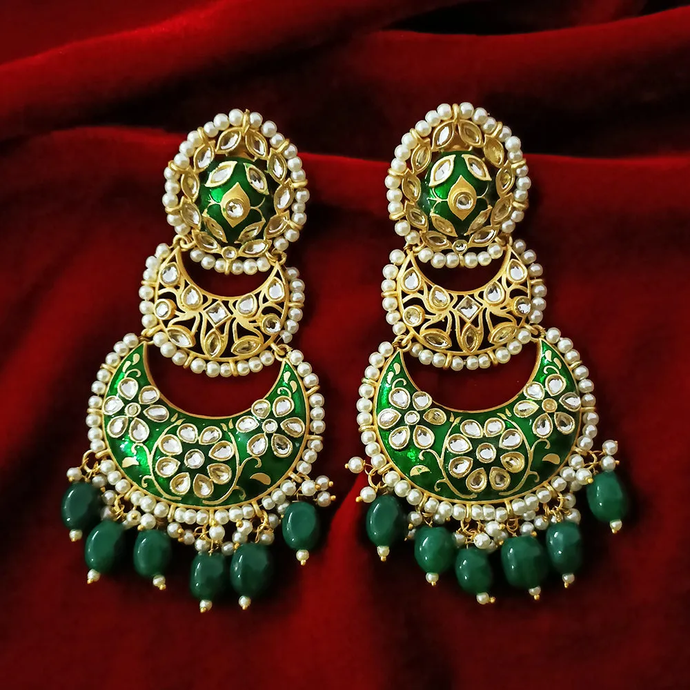 Gold Beautifully Enamelled Traditional Earrings (E242)