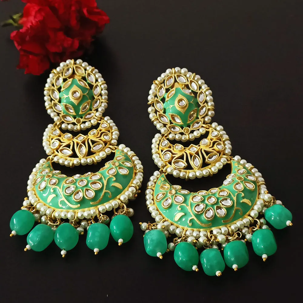 Gold Beautifully Enamelled Traditional Earrings (E242)