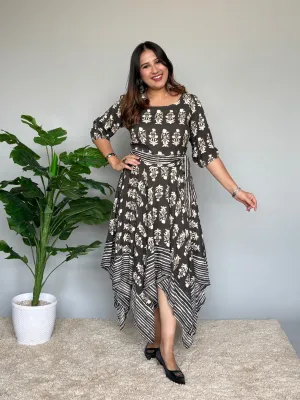 Grey Asymmetrical Midi Dress