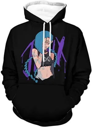 League of Legends Hoodies - Jinx Mens Womens Hooded Sweatshirts