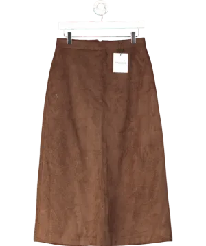 MARCELA LONDON Brown Indra Faux Suede Pencil Skirt Chocolate UK S