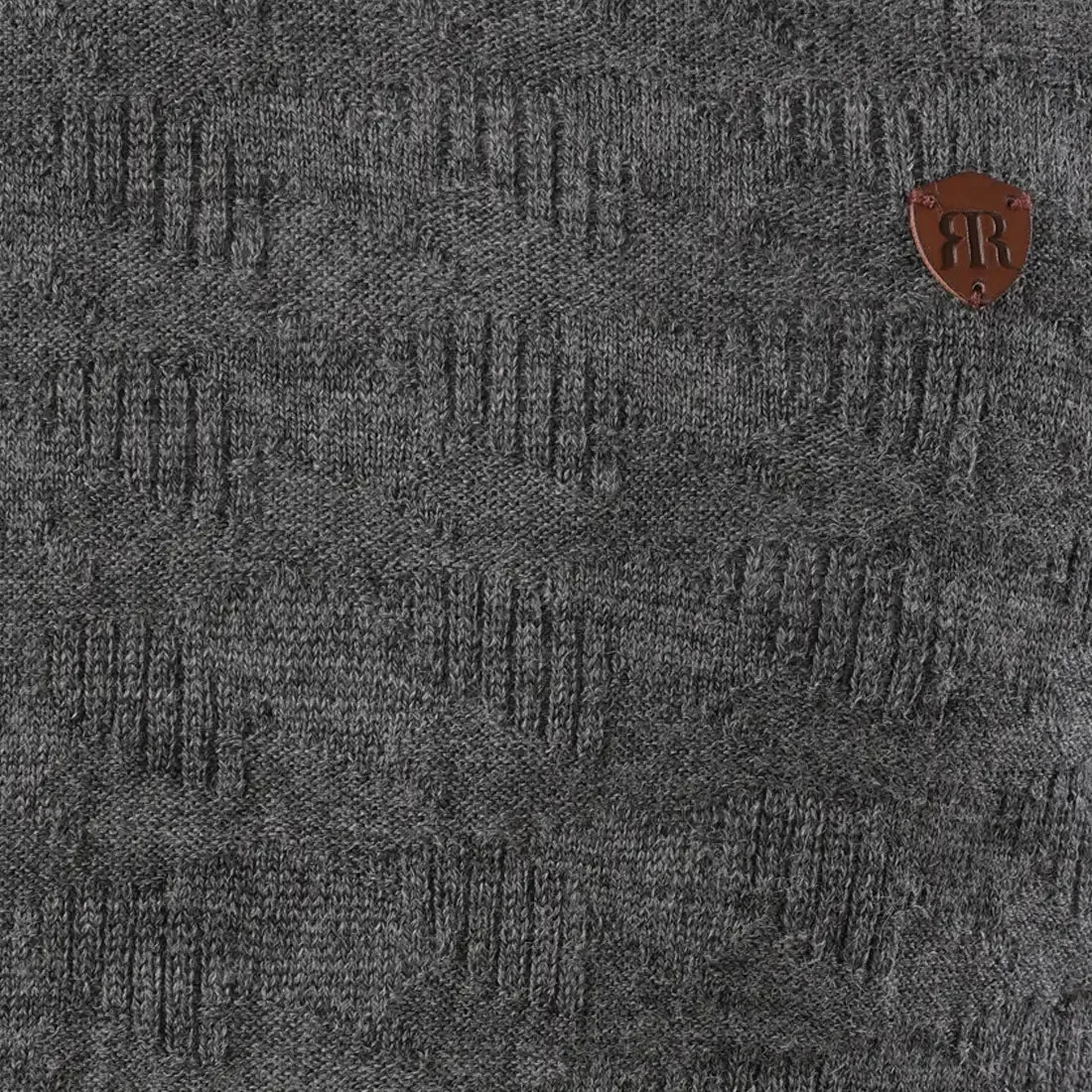 Men Grey Acrylic Wool Blend Full Sleeve V Neck Collar Sweaters