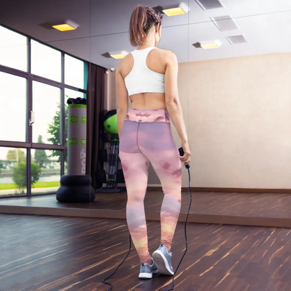 Pink sky yoga pants - Photographic print Yoga Leggings.