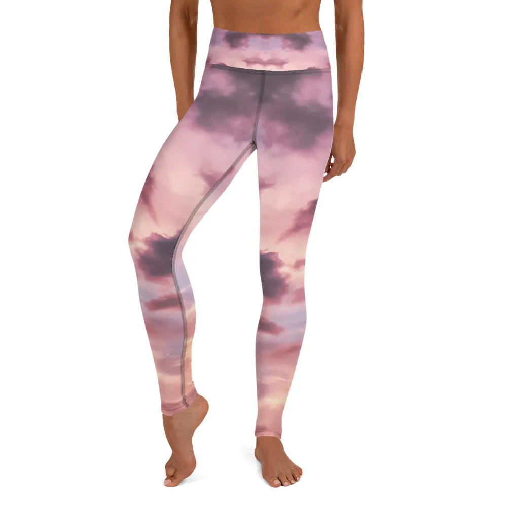 Pink sky yoga pants - Photographic print Yoga Leggings.