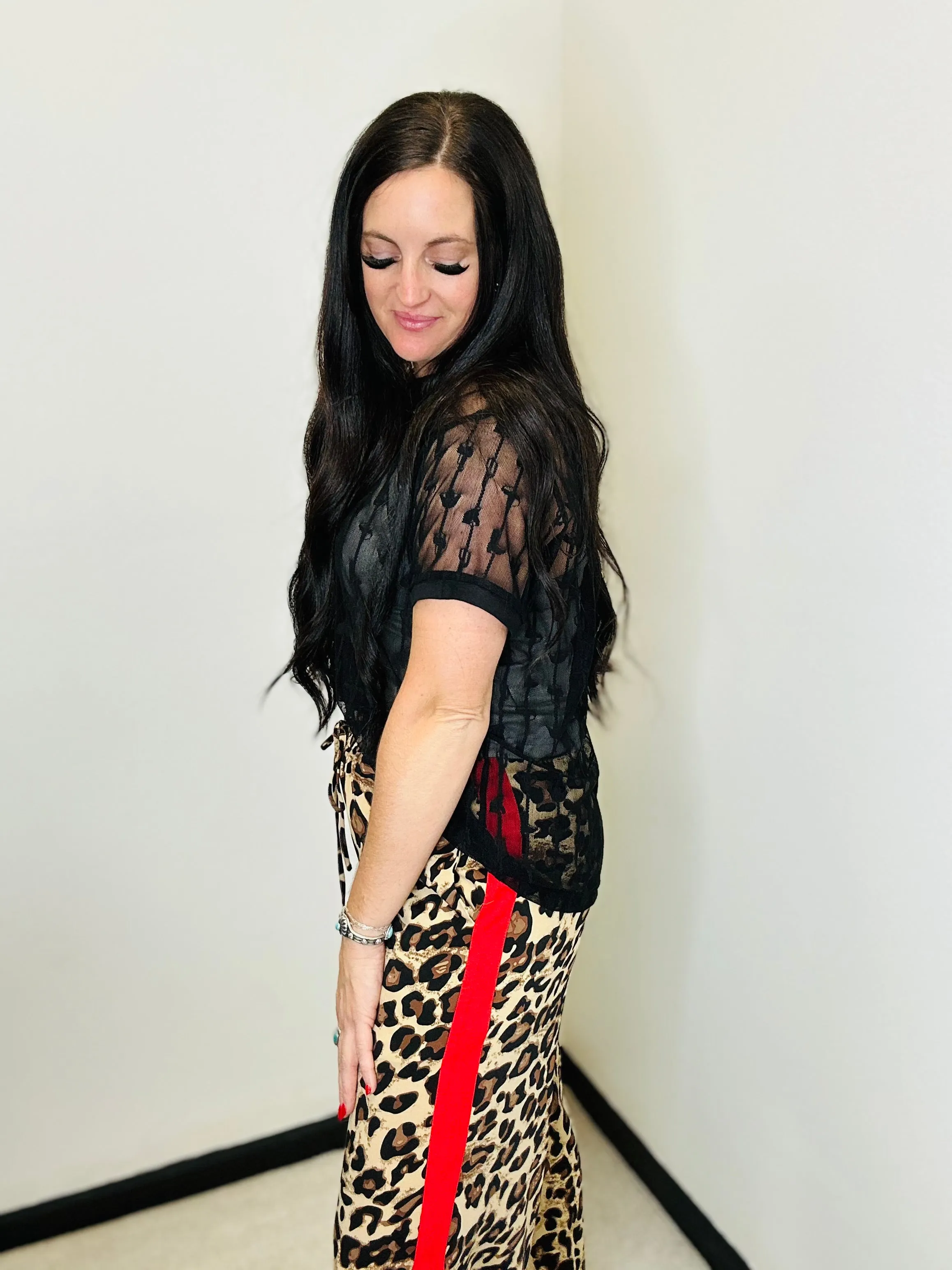 Rhett Red Stripe Leopard Wide Leg Pants