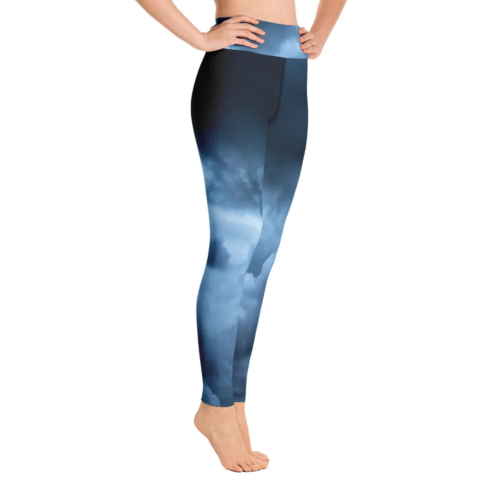 Stormy clouds blue yoga tights / yoga pants for the gym - exercise yoga clothes