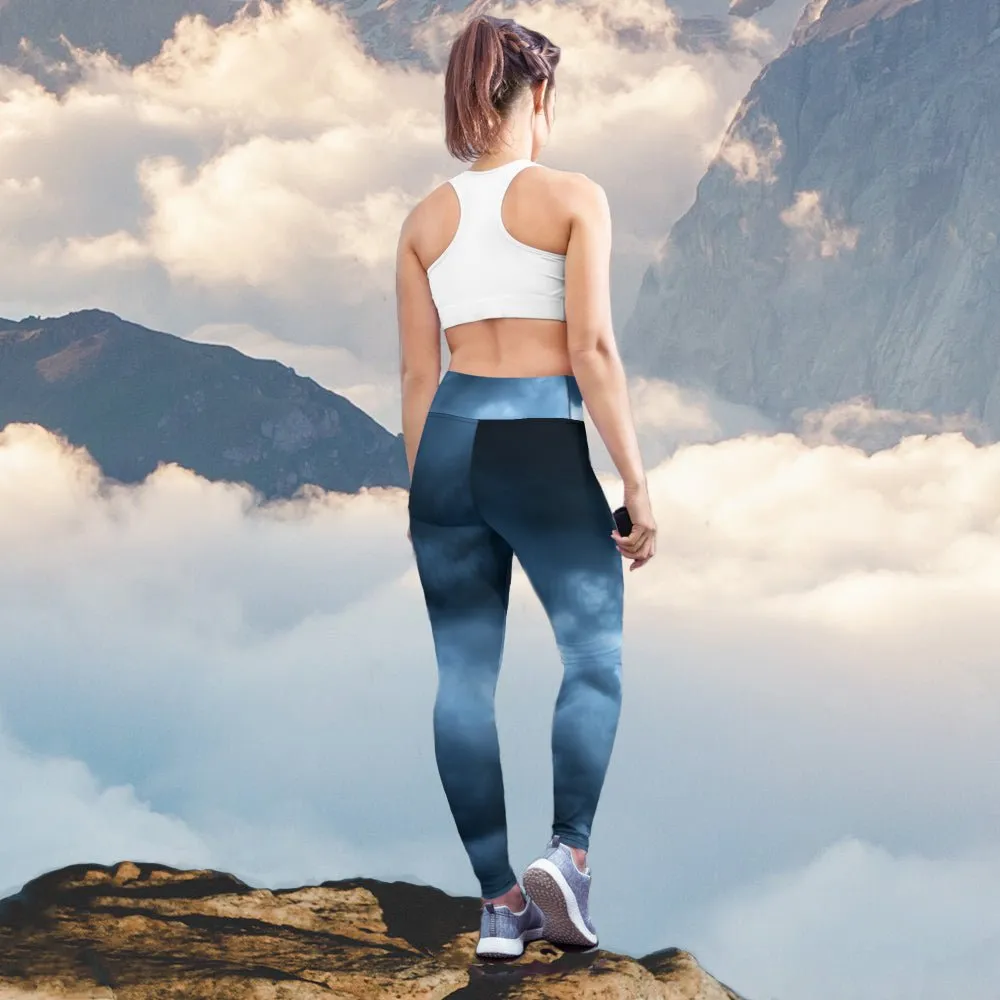 Stormy clouds blue yoga tights / yoga pants for the gym - exercise yoga clothes