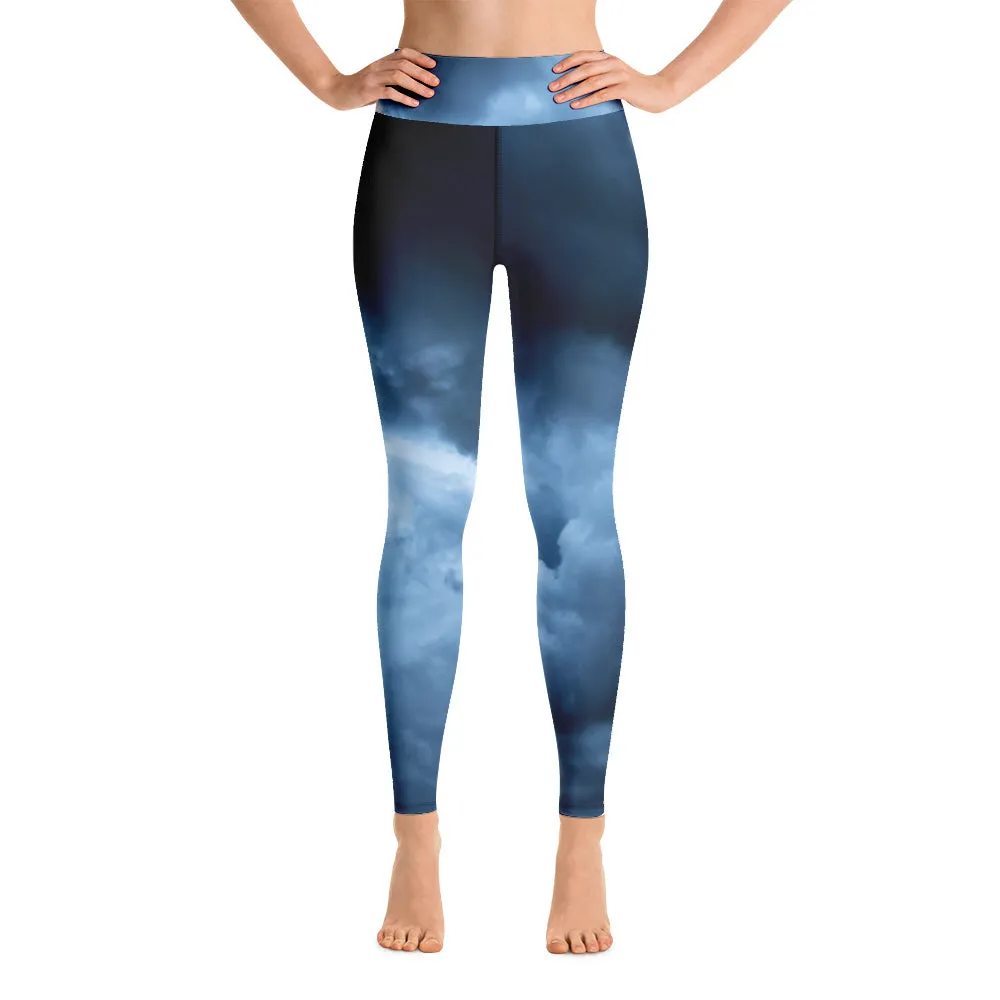 Stormy clouds blue yoga tights / yoga pants for the gym - exercise yoga clothes
