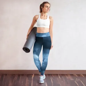 Stormy clouds blue yoga tights / yoga pants for the gym - exercise yoga clothes